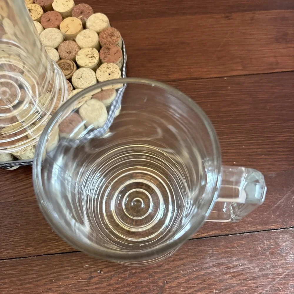Beer Stein/Mugs Heavy Base Ringed Bottom Made in Italy - Set of 2